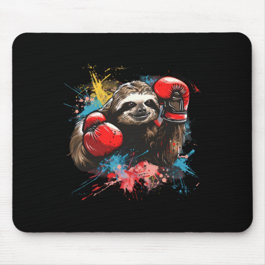 Boxing Faultier Liebhaber Boxhandschuhe Kickboxen Mousepad (Vorne)