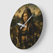 Boxing Funny Mona Lisa Große Wanduhr (Winkel)