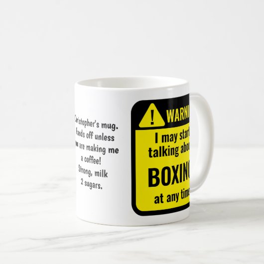 Boxing Funny Personalized Warning Kaffeetasse (VorderseiteRechts)
