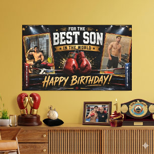 Boxing-Geburtstagsbanner für Sohn-Fotocollage Leinwanddruck