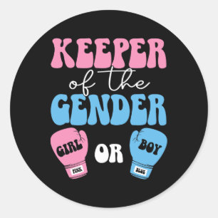 Boxing Gender Reveal Idee Party Keeper of the Gend Runder Aufkleber