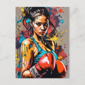 Boxing Girl Modern Fighter Martial Arts Portrait Postkarte (Vorderseite)