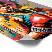 Boxing Girl Pop Art Fighter Martial Arts Portrait Poster (Ecke)