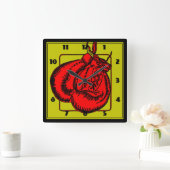 Boxing Gloves Quadratische Wanduhr (Zuhause)