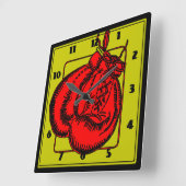 Boxing Gloves Quadratische Wanduhr (Winkel)