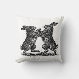 Boxing Hares – Haunted Ink Woodland Duel Kissen