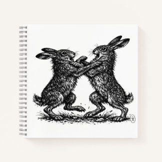 Boxing Hares – Haunted Ink Woodland Duel Notizblock