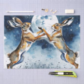 Boxing Hares Moonlight Decoupage Seidenpapier (Handwerk)