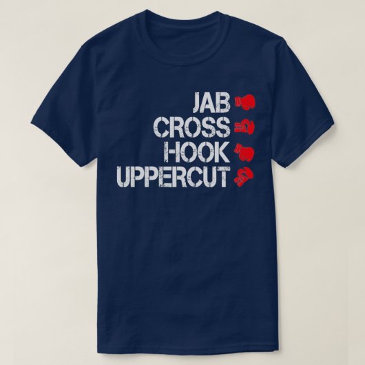 Boxing Jab Cross Hook Uppercut Boxer Martial Arts T-Shirt (Design vorne)