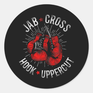 Boxing Jab Cross Hook Uppercut Runder Aufkleber