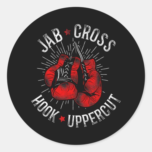 Boxing Jab Cross Hook Uppercut Runder Aufkleber (Vorderseite)