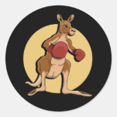 Boxing Kangaroo Classic Round Sticker (Vorderseite)