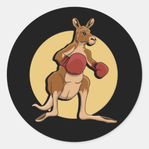 Boxing Kangaroo Classic Round Sticker