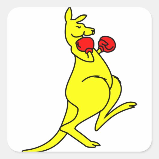 Boxing Kangaroo Quadratischer Aufkleber (Vorderseite)