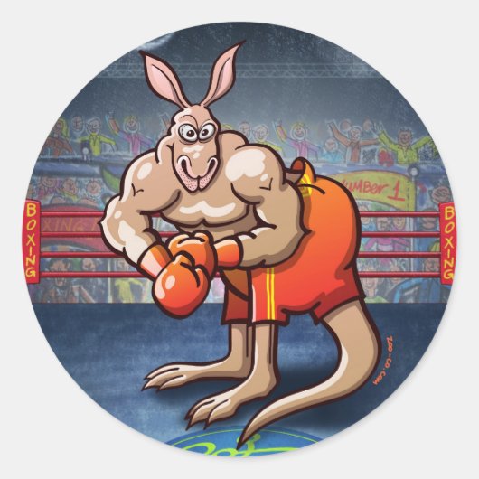 Boxing Kangaroo Runder Aufkleber (Vorderseite)