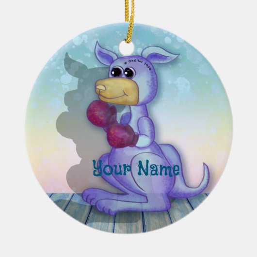 Boxing-Känguru-Schmuck Keramik Ornament (Vorne)