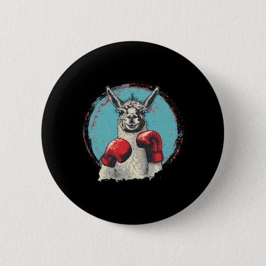 Boxing Lama mit Boxhandschuhen Kickboxen Lustiger Button (Vorderseite)