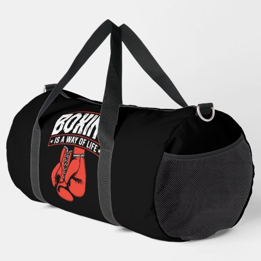 Boxing Lifestyle Red Gloves Duffle Bag (Rechte Ecke)