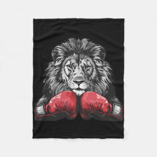 Boxing Löwen Portrait Motiv Wildtier Kickboxen Lie Fleecedecke