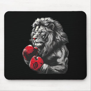 Boxing-Löwen-Porträt-Motiv Wildtier Kickboxen Lieb Mousepad