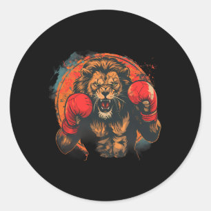 Boxing-Löwen-Porträt-Motiv Wildtier Kickboxen Lieb Runder Aufkleber