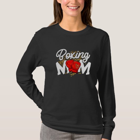 Boxing Mama Niedlich Leopard Herzmüttertag T-Shirt (Vorderseite)
