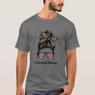 Boxing Mamaw Messy Hair Bun Leopard Women Mother T-Shirt