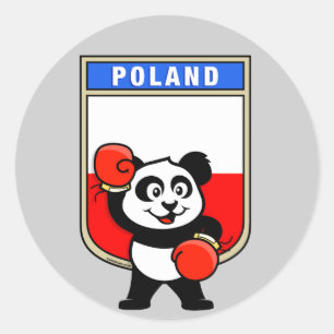 Boxing Polen Panda Runder Aufkleber