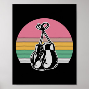 Boxing Retro Style Handschuhe Vintager Sonnenunter Poster