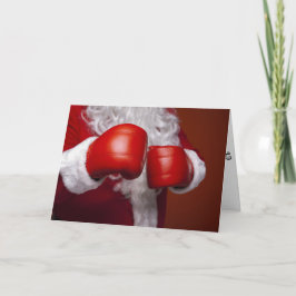 Boxing Santa Claus Funny Card Feiertagskarte