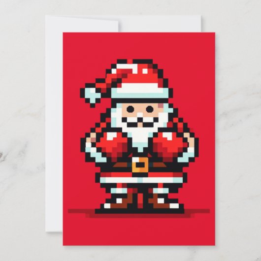 Boxing Santa - Retro Pixel Weihnachtskämpferdesign Feiertagskarte (Vorderseite)