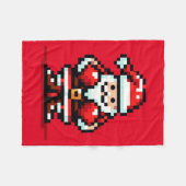 Boxing Santa - Retro Pixel Weihnachtskämpferdesign Fleecedecke (Vorderseite (Horizontal))