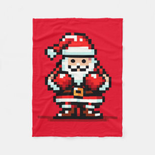 Boxing Santa - Retro Pixel Weihnachtskämpferdesign Fleecedecke