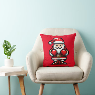 Boxing Santa - Retro Pixel Weihnachtskämpferdesign Kissen