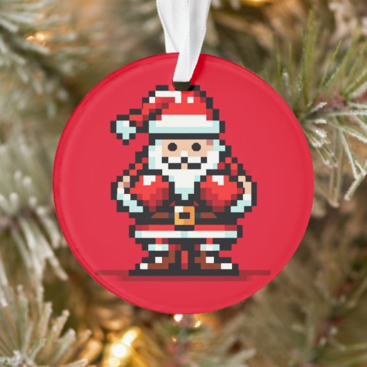 Boxing Santa - Retro Pixel Weihnachtskämpferdesign Ornament (Baum)