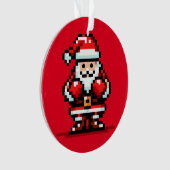 Boxing Santa - Retro Pixel Weihnachtskämpferdesign Ornament (Vorderseite)