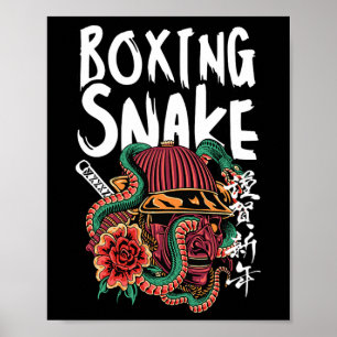 Boxing Snake Japanisch Samurai Warrior Cobra Fight Poster