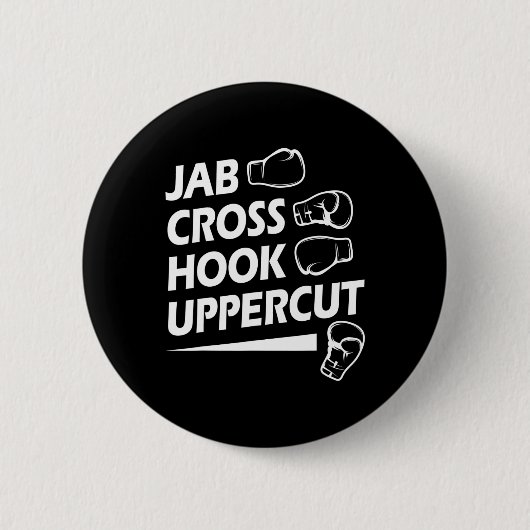 Boxing Sport Jab Cross Hook Uppercut Boxer Birthda Button (Vorderseite)