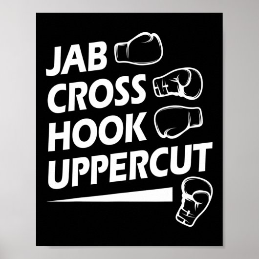 Boxing Sport Jab Cross Hook Uppercut Boxer Birthda Poster (Vorne)