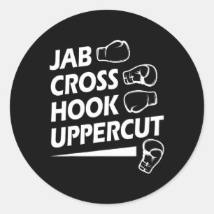 Boxing Sport Jab Cross Hook Uppercut Boxer Birthda Runder Aufkleber
