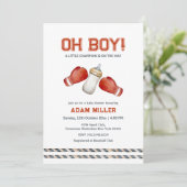 Boxing Sport Little Champion Baby Shower Einladung (Stehend Vorderseite)