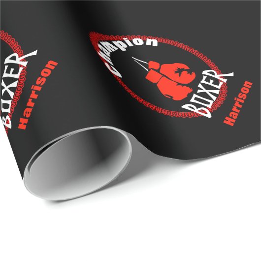 Boxing Sport Thema Grafik Geschenkpapier (Rolleneckpunkt)