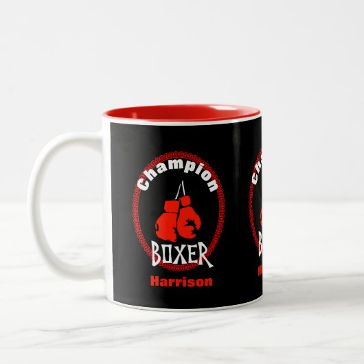 Boxing Sport Thema Grafik Zweifarbige Tasse (Links)