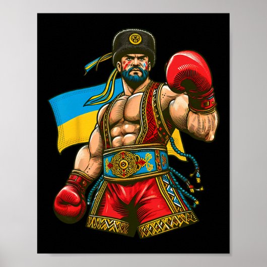 Boxing Ukrainian Boxer Ukraine Flag Poster (Vorne)