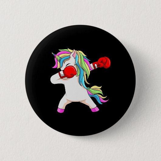 Boxing Unicorn Dabbing Boxer Coach Praktikant Button (Vorderseite)