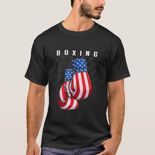 Boxing USA Flag Boxhandschuhe T-Shirt (Vorderseite)