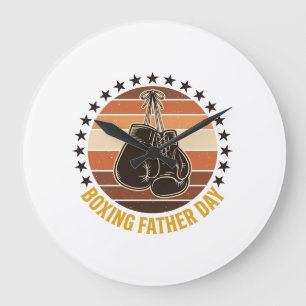 Boxing Vater Tag Vintage Handschuhe Shirt Design_1 Große Wanduhr