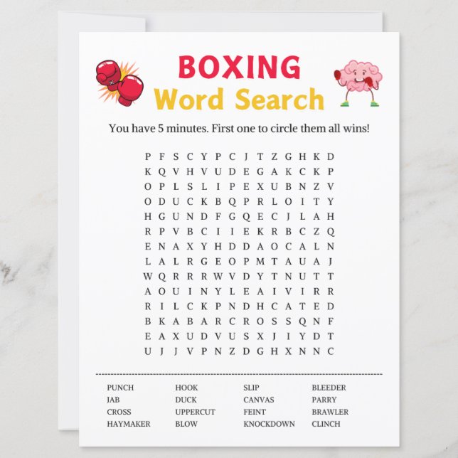 Boxing Word Search Game (Vorderseite)