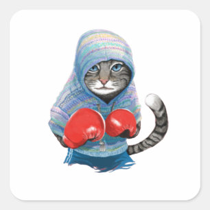 Boxkatze Quadratischer Aufkleber