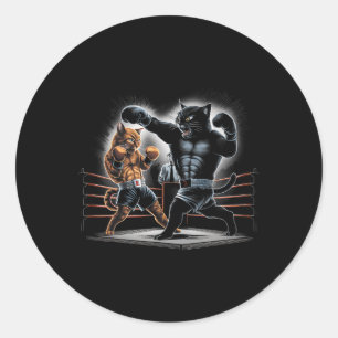 Boxkatzen Kitty Boxing Liebhaber Grafik Design Runder Aufkleber